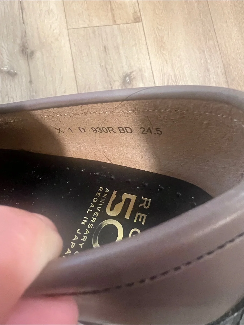 Men's Taupe Leather Slip-On Loafers Regal 50 Anniversary in Japan sz 24 1/2